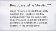 FF's definition of cheating (Image via Garena)
